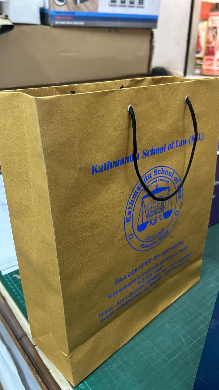 Paper bag manufactured for Kathmandu School of Law